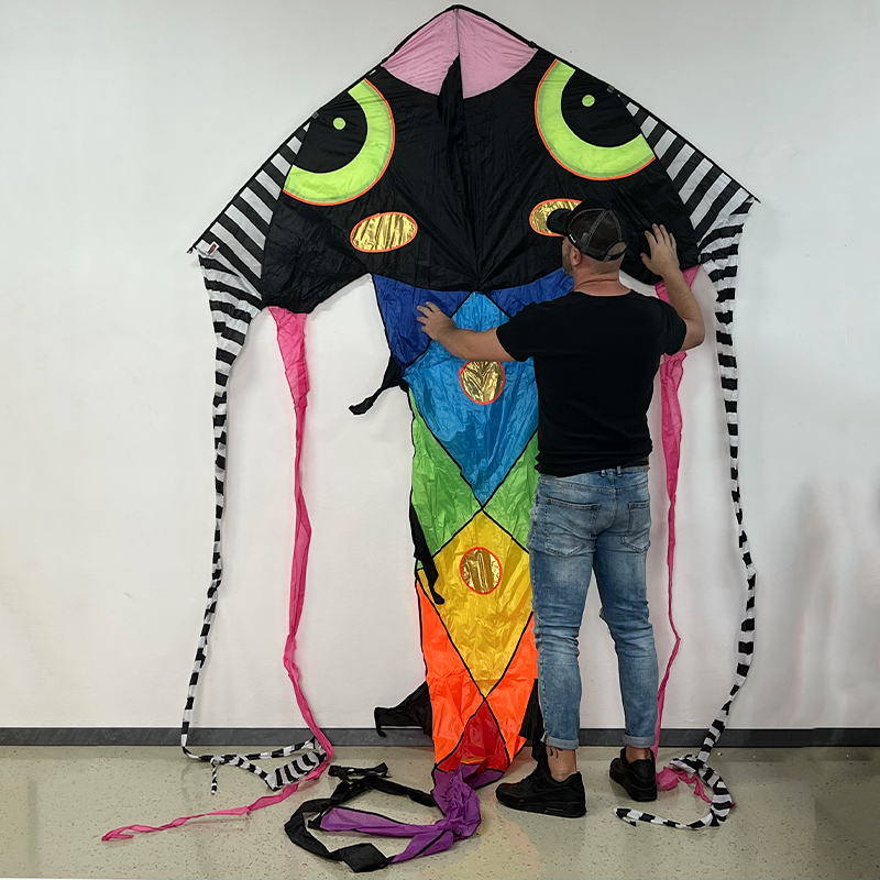 Šarkan Húsenica XL delta farebný s chvostom