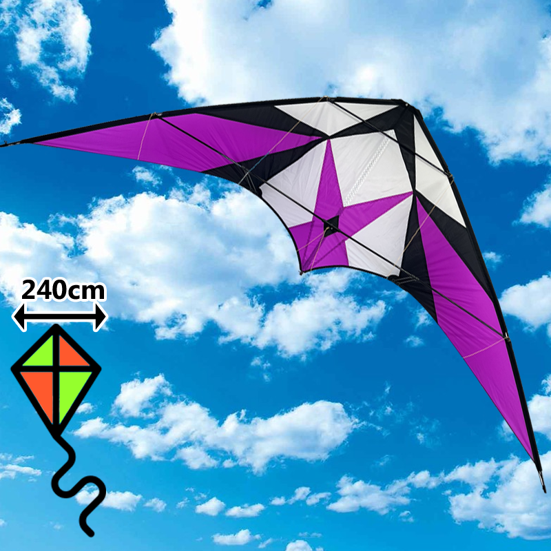 Dvojšnúrový ružový delta šarkan 240 cm