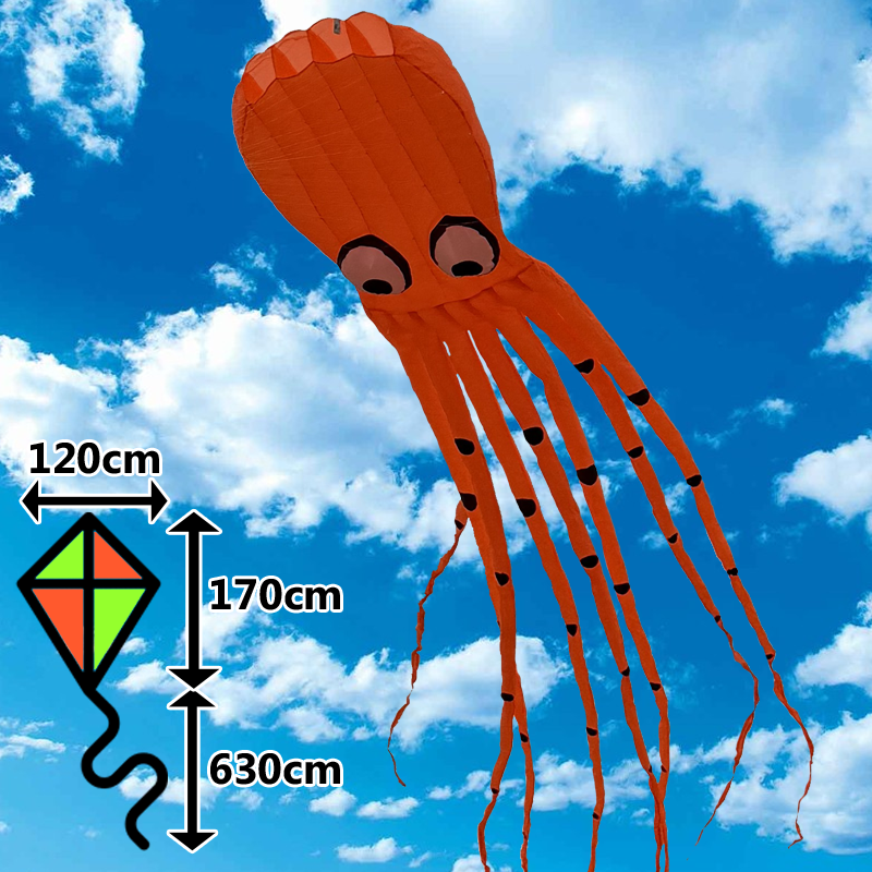 3D šarkan Chobotnica oranžová 8m