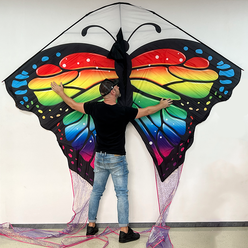 Šarkan motýl barevný XXL s chvostem