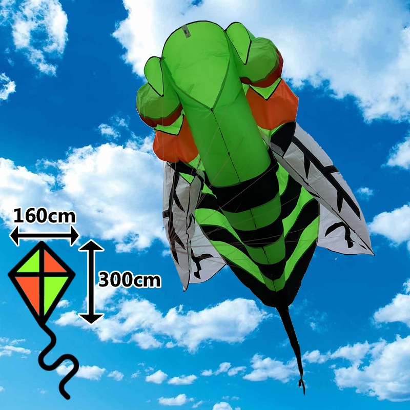 Šarkan 3D delta zelená včela s chvostom