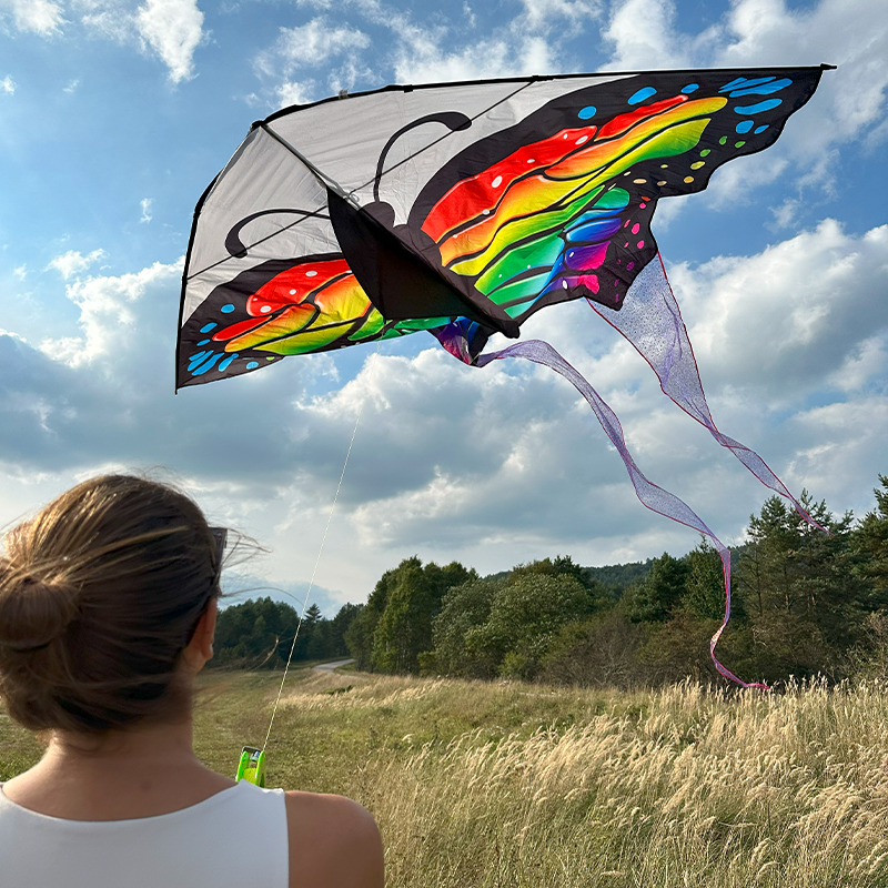 Šarkan motýl barevný XXL s dlouhým ocasem