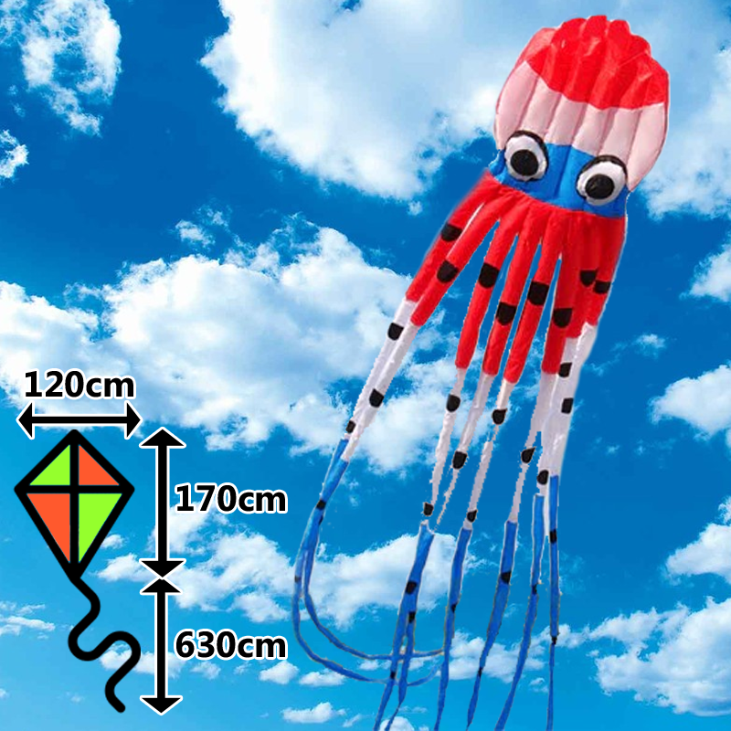 Piros 3D polip sárkány 8m parafoil