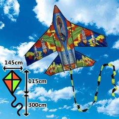 Set: Drak Letadlo barevné + Naviják pro draka 16 cm/100 m