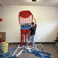 3D šarkan chobotnica 8m červený parafoil 3D šarkan chobotnica 8m červený parafoil