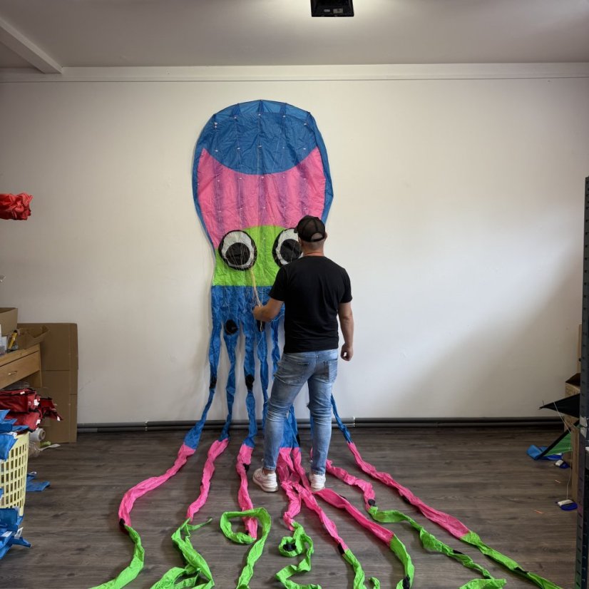 3D šarkan chobotnica 8m modro-ružová parafoil