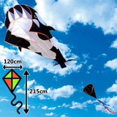 Černý 3D kite s kosatkou a chvostem Černý 3D kite s kosatkou a chvostem