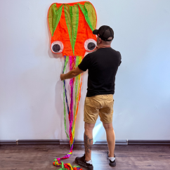 3D drak chobotnice oranžovo-zelená