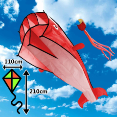 Šarkan 3D veľryba červený parafoil Šarkan 3D veľryba červený parafoil