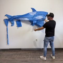 Šarkan 3D Lietajúca Kosatka - modrá