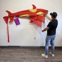 3D delta sárkány piros bálna mintával