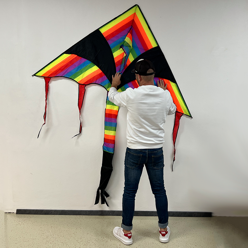 Fekete színes delta sárkány hosszú farokkal